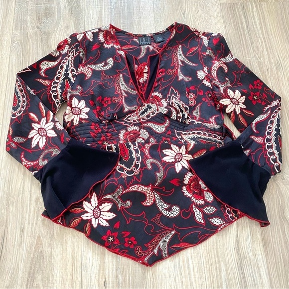 ⭐️3/$25 INC Silk Floral Colorblock Blouse Sz 4P - Picture 1 of 5
